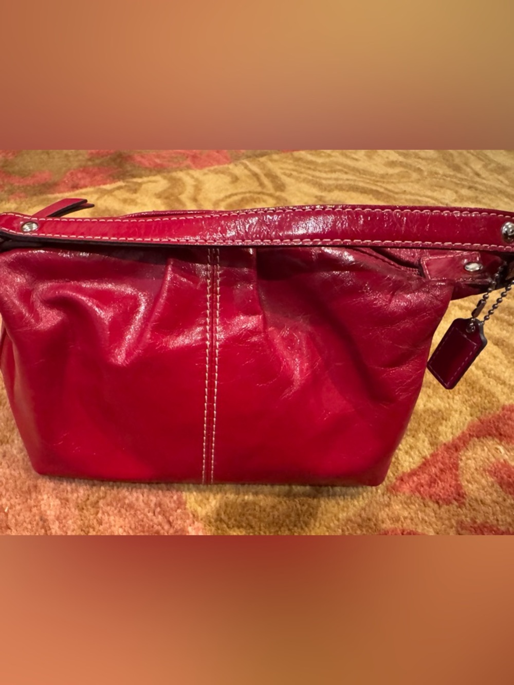 Vintage COACH Women’s Red patent Leather mini Handbag top handle